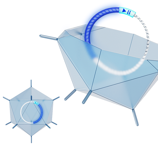 A circular gene therapy vector inside a viral capsid.